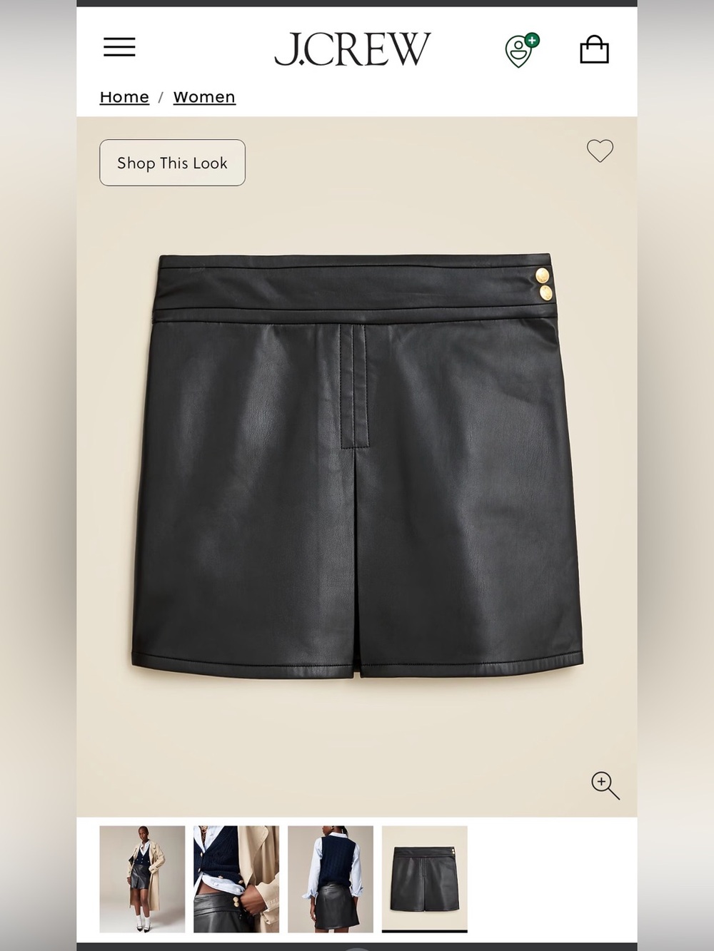 J. Crew Center Pleat Mini Skirt in Black Faux Leather